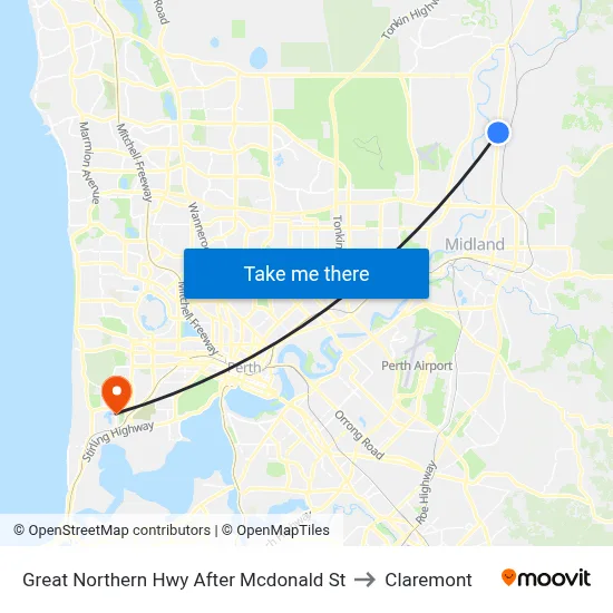 Great Northern Hwy After Mcdonald St to Claremont map