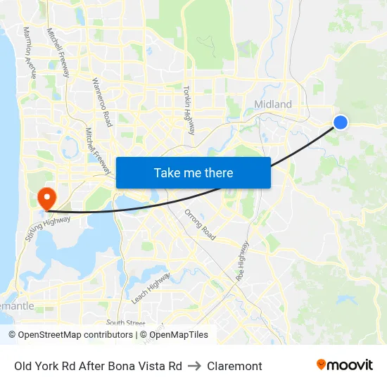 Old York Rd After Bona Vista Rd to Claremont map