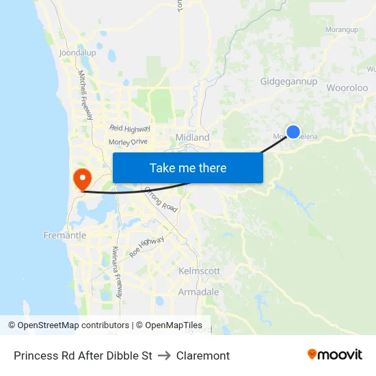 Princess Rd After Dibble St to Claremont map