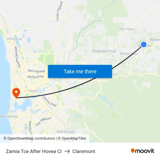 Zamia Tce After Hovea Cr to Claremont map