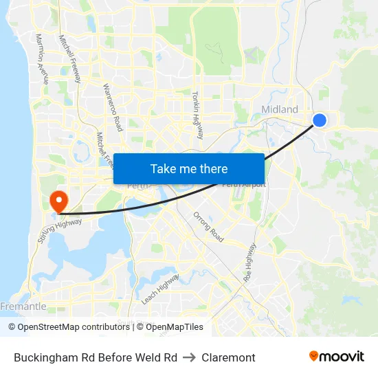 Buckingham Rd Before Weld Rd to Claremont map