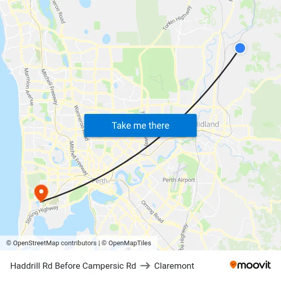 Haddrill Rd Before Campersic Rd to Claremont map