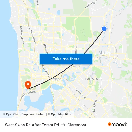 West Swan Rd After Forest Rd to Claremont map