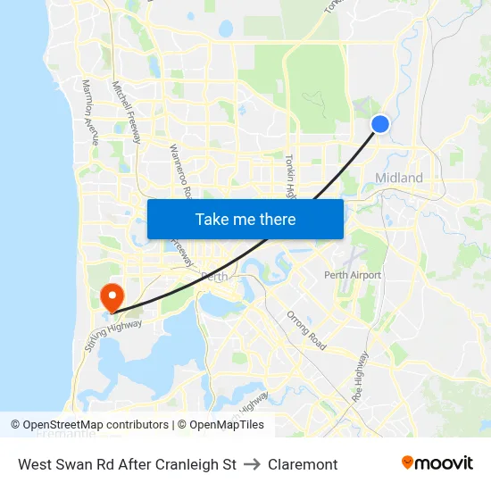 West Swan Rd After Cranleigh St to Claremont map