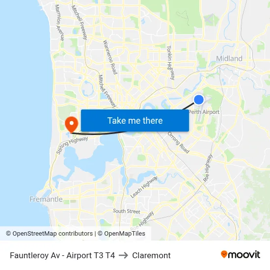 Fauntleroy Av  - Airport T3 T4 to Claremont map