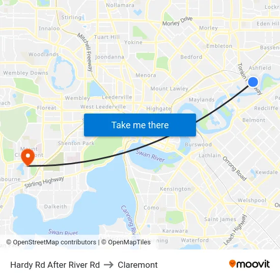 Hardy Rd After River Rd to Claremont map