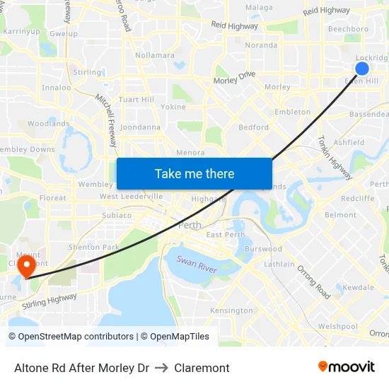 Altone Rd After Morley Dr to Claremont map