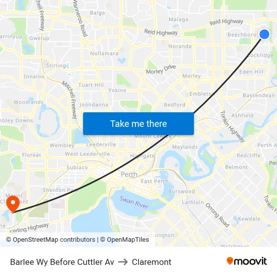 Barlee Wy Before Cuttler Av to Claremont map