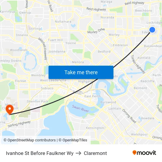 Ivanhoe St Before Faulkner Wy to Claremont map