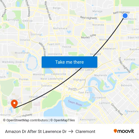 Amazon Dr After St Lawrence Dr to Claremont map