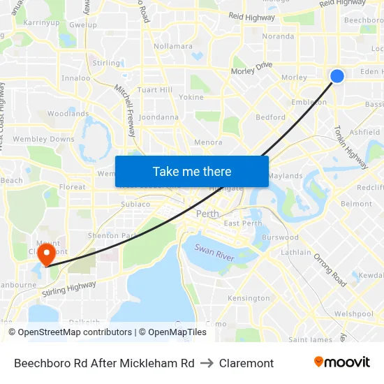 Beechboro Rd After Mickleham Rd to Claremont map