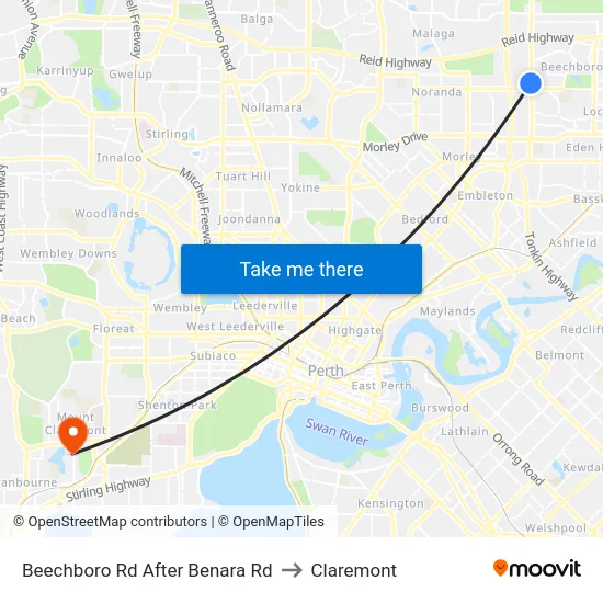 Beechboro Rd After Benara Rd to Claremont map