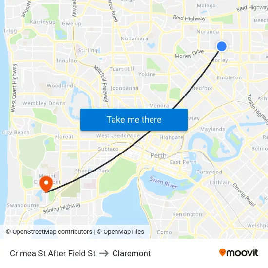 Crimea St After Field St to Claremont map