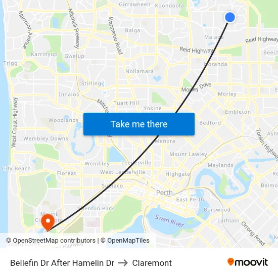 Bellefin Dr After Hamelin Dr to Claremont map