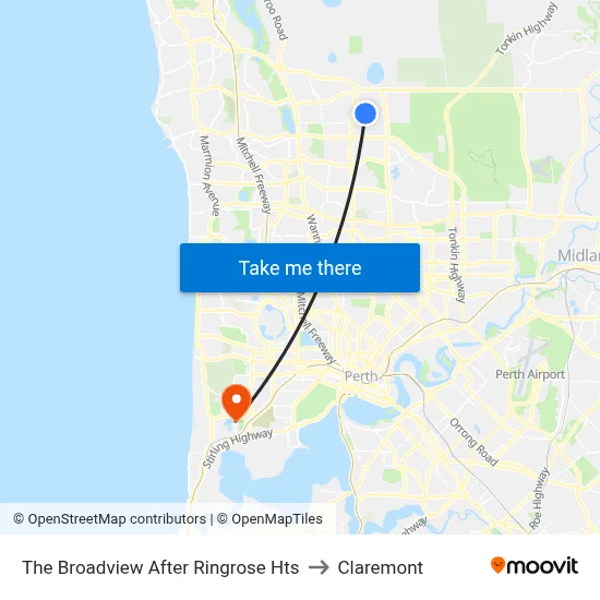 The Broadview   After Ringrose Hts to Claremont map