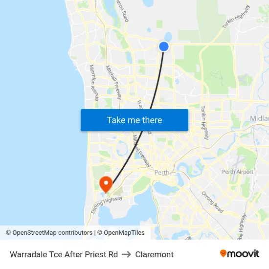 Warradale Tce After Priest Rd to Claremont map