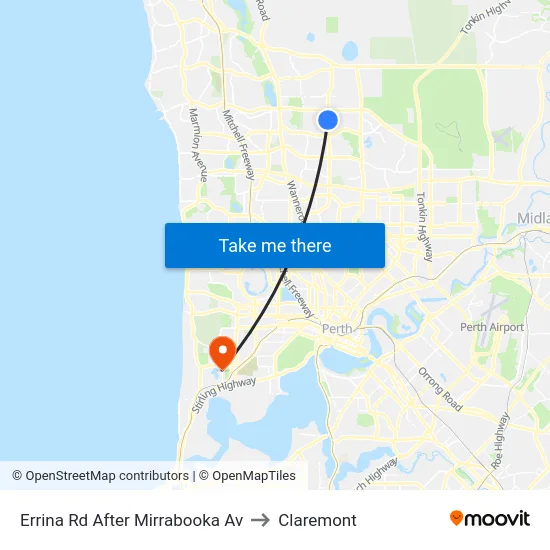 Errina Rd After Mirrabooka Av to Claremont map