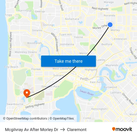 Mcgilvray Av After Morley Dr to Claremont map