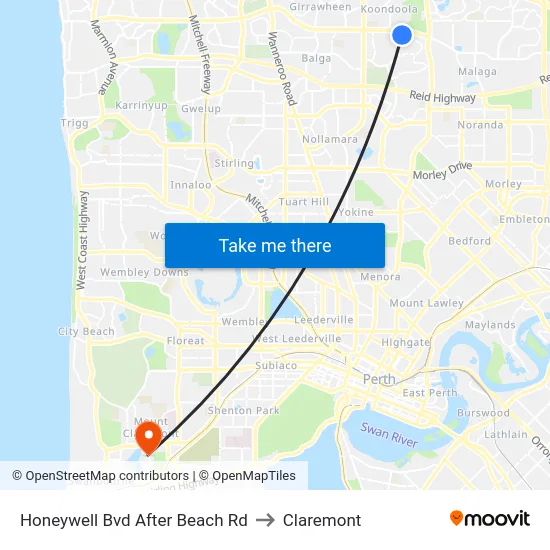 Honeywell Bvd After Beach Rd to Claremont map