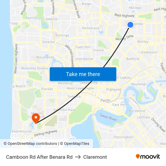 Camboon Rd After Benara Rd to Claremont map