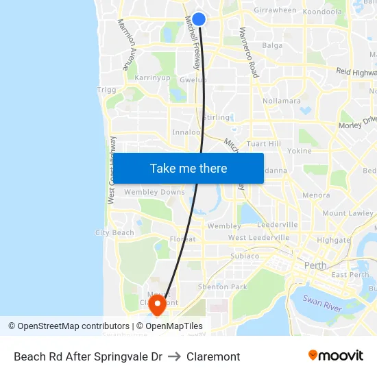 Beach Rd After Springvale Dr to Claremont map