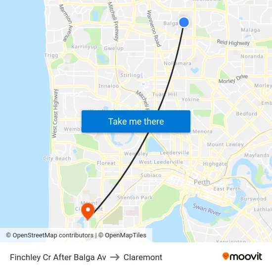 Finchley Cr After Balga Av to Claremont map