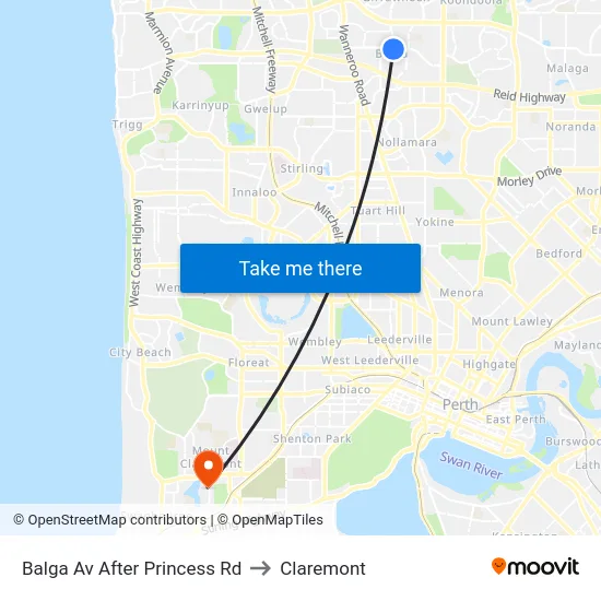 Balga Av After Princess Rd to Claremont map