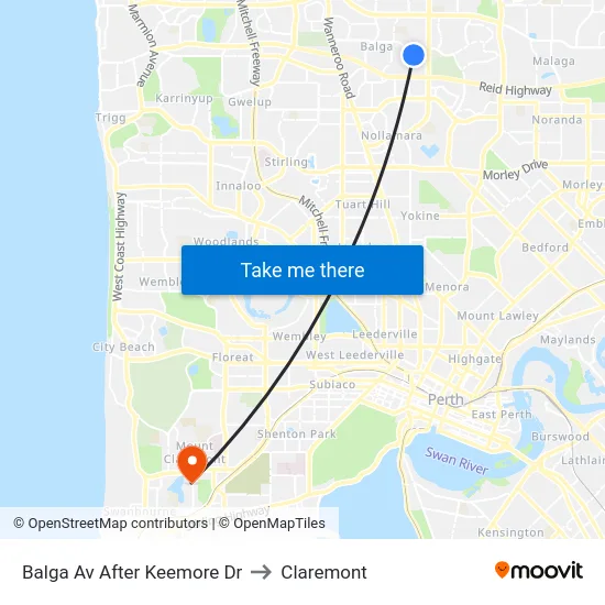 Balga Av After Keemore Dr to Claremont map