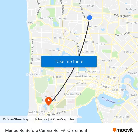 Marloo Rd Before Canara Rd to Claremont map