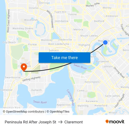 Peninsula Rd After Joseph St to Claremont map
