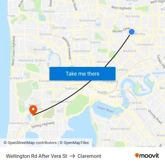 Wellington Rd After Vera St to Claremont map