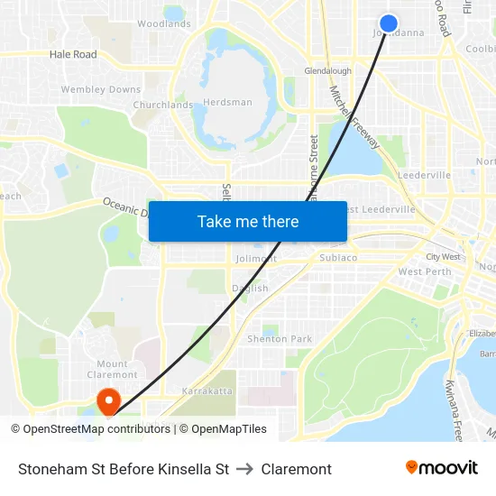 Stoneham St Before Kinsella St to Claremont map