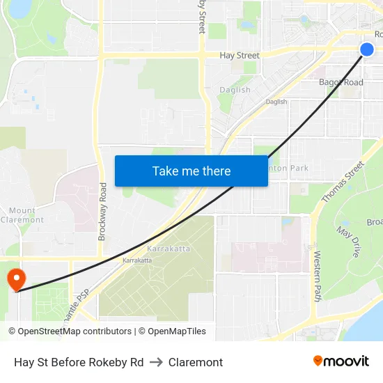Hay St Before Rokeby Rd to Claremont map