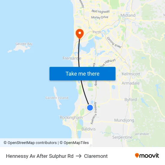Hennessy Av After Sulphur Rd to Claremont map