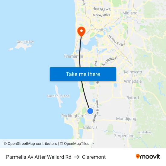 Parmelia Av After Wellard Rd to Claremont map