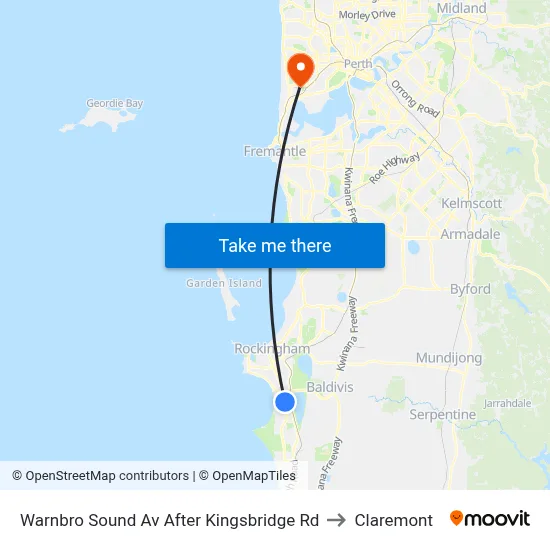 Warnbro Sound Av After Kingsbridge Rd to Claremont map