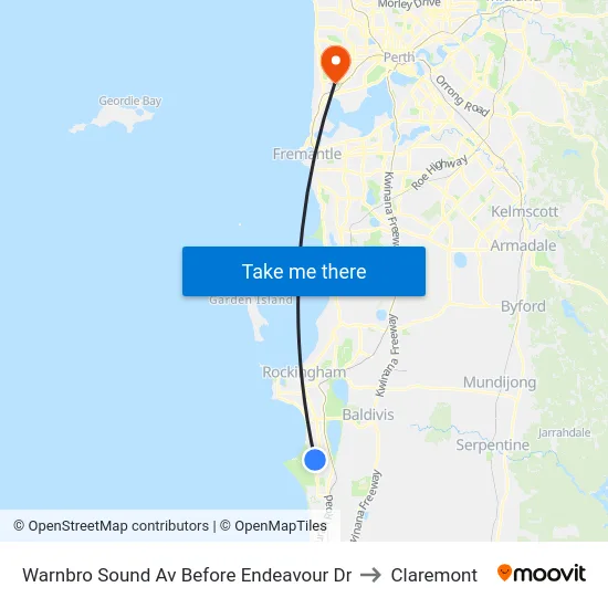 Warnbro Sound Av Before Endeavour Dr to Claremont map