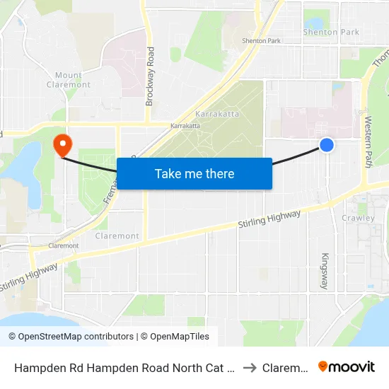 Hampden Rd Hampden Road North Cat Id 130 to Claremont map