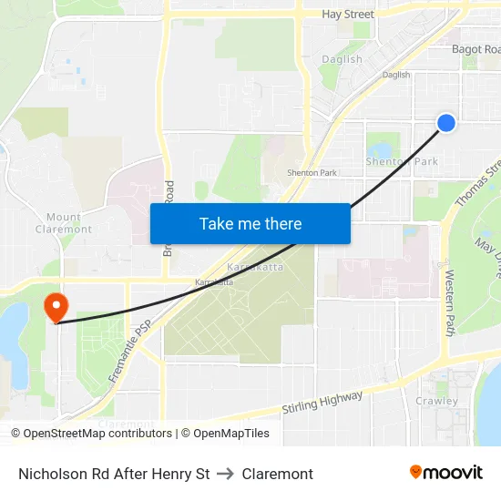 Nicholson Rd After Henry St to Claremont map