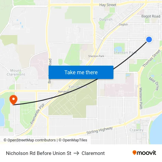 Nicholson Rd Before Union St to Claremont map