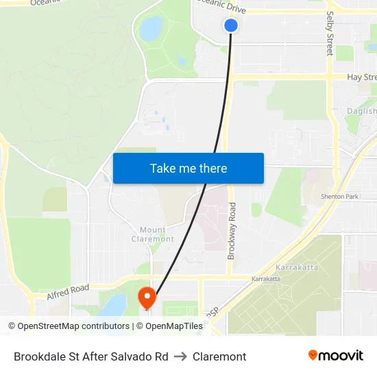 Brookdale St After Salvado Rd to Claremont map