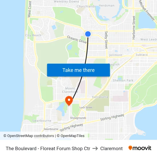 The Boulevard  - Floreat Forum Shop Ctr to Claremont map