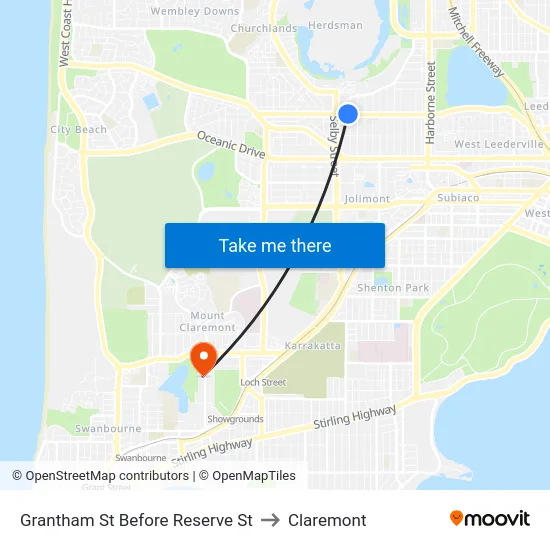 Grantham St Before Reserve St to Claremont map
