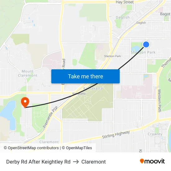 Derby Rd After Keightley Rd to Claremont map