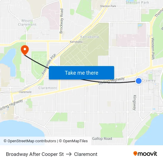 Broadway  After Cooper St to Claremont map