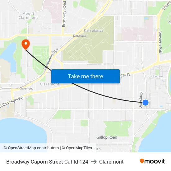 Broadway   Caporn Street Cat Id 124 to Claremont map