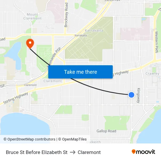 Bruce St Before Elizabeth St to Claremont map