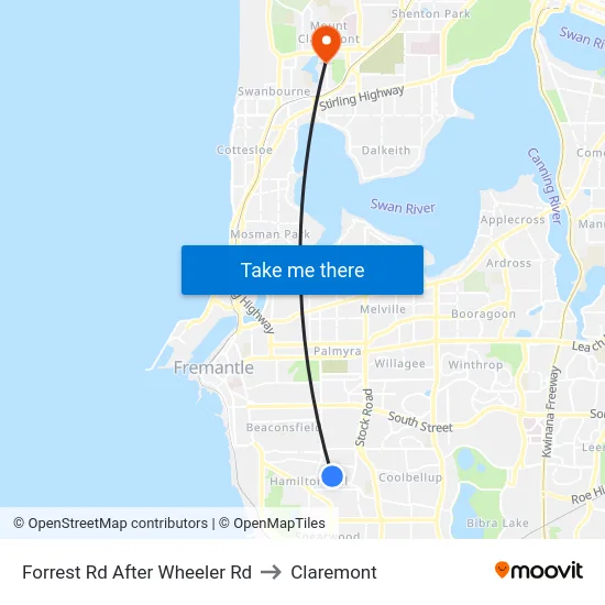 Forrest Rd After Wheeler Rd to Claremont map