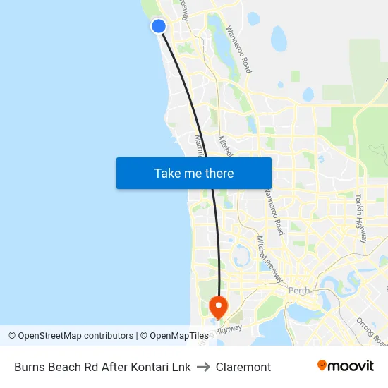 Burns Beach Rd After Kontari Lnk to Claremont map