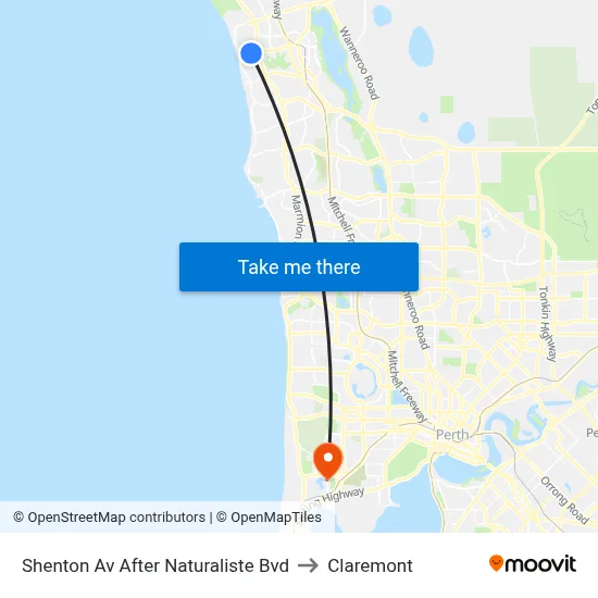 Shenton Av After Naturaliste Bvd to Claremont map